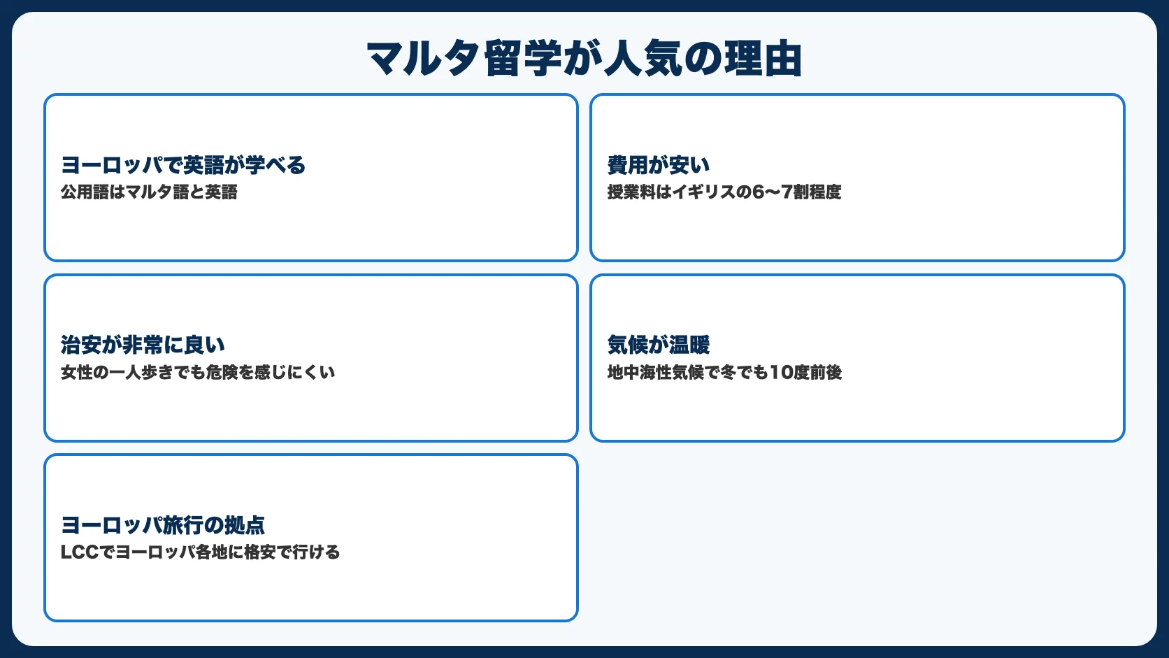 マルタ留学が人気の5つの理由
