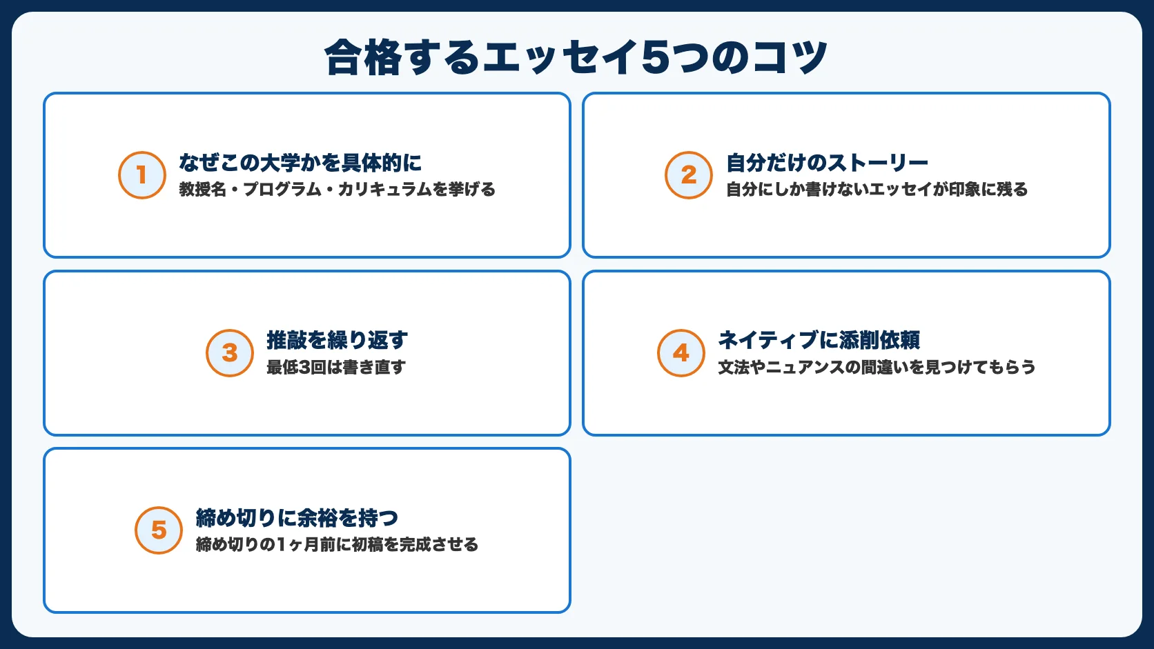 合格するエッセイの5つのコツ