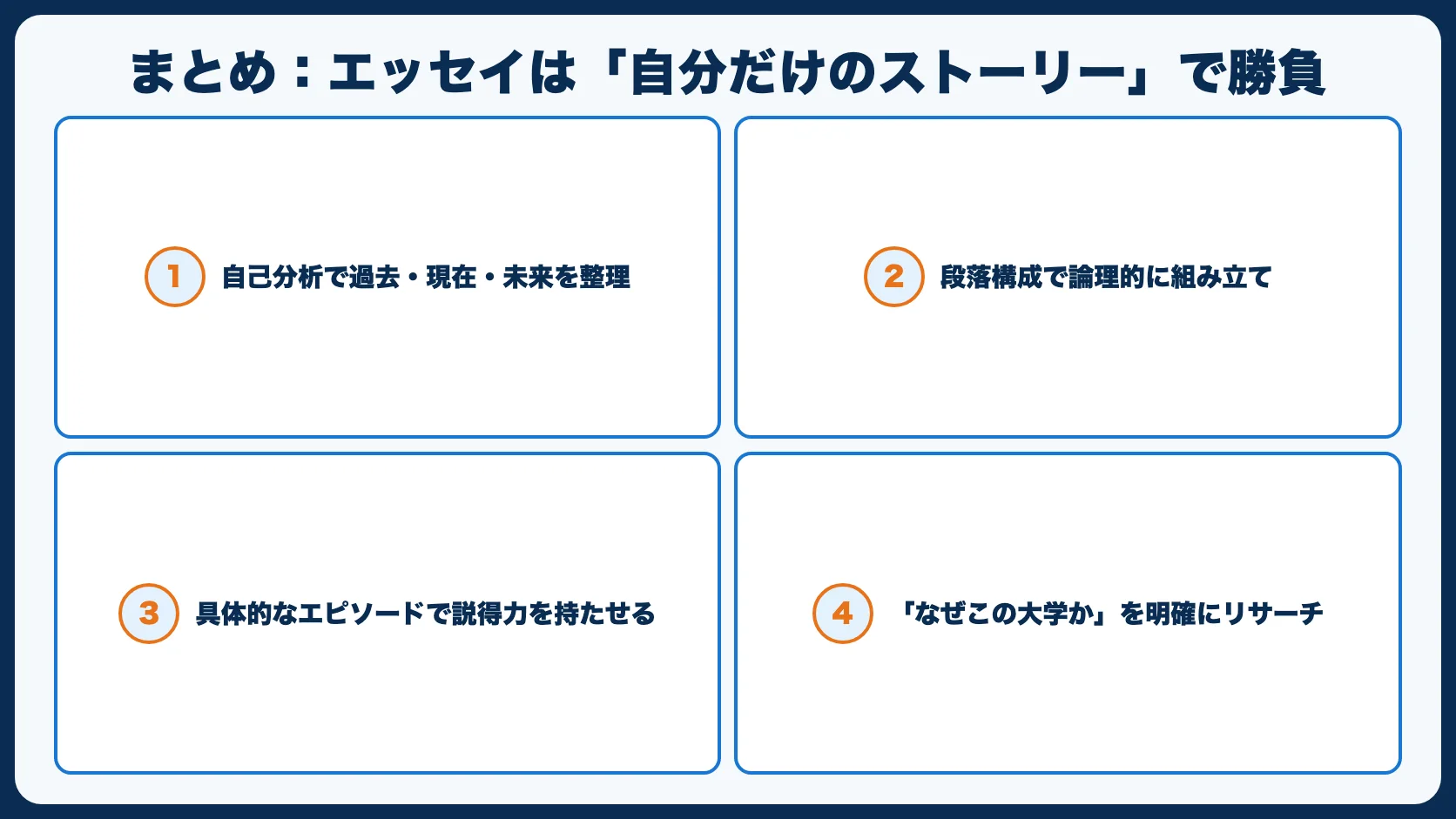 まとめ：エッセイは「自分だけのストーリー」で勝負