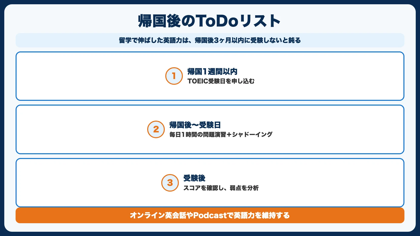 帰国後にTOEICスコアをさらに伸ばす方法