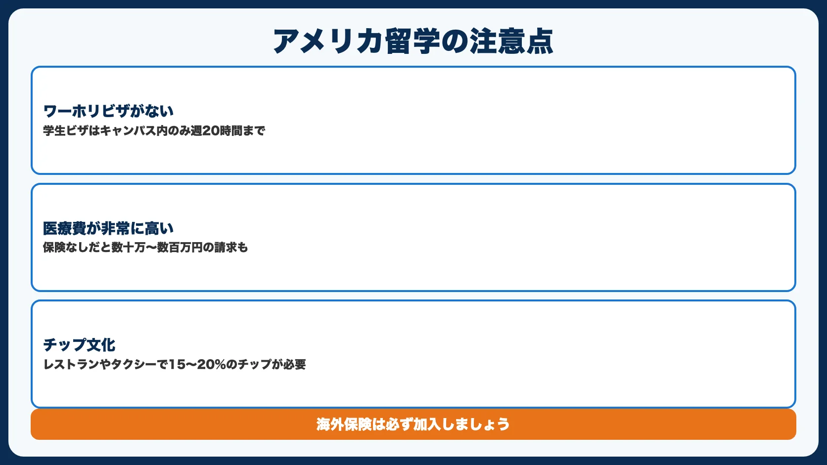 アメリカ留学の注意点